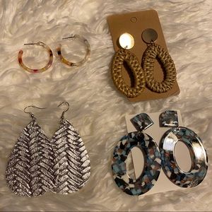 M - Lot of 4 pair of statement earrings new